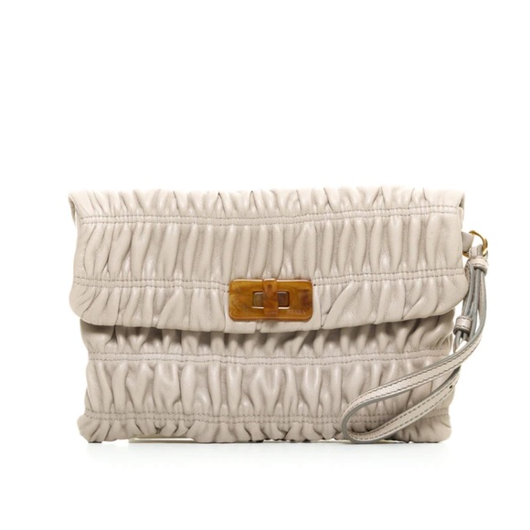 Prada Turn Lock Wristlet Clutch Gaufre Nappa Small - Picture 1 of 10